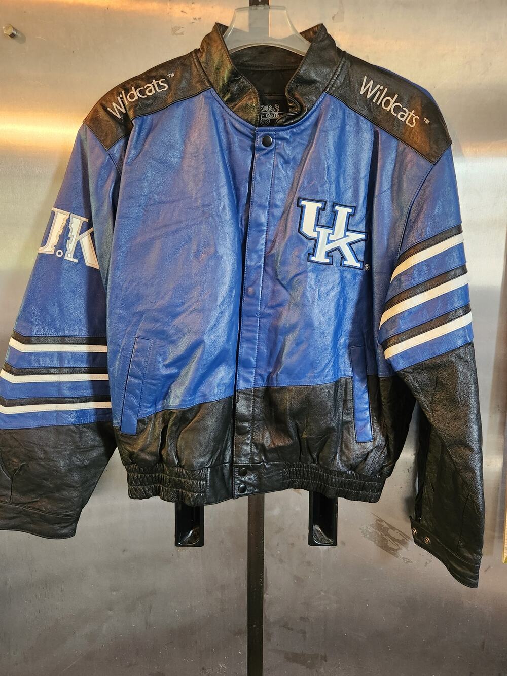 Kentucky Wildcats Leather Varsity Jacket UK Blue Black Leather Gallery L